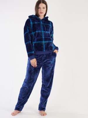 Woman Soft Fleece Indigo Pyjama Set Woman Soft Fleece Indigo Pyjama Set