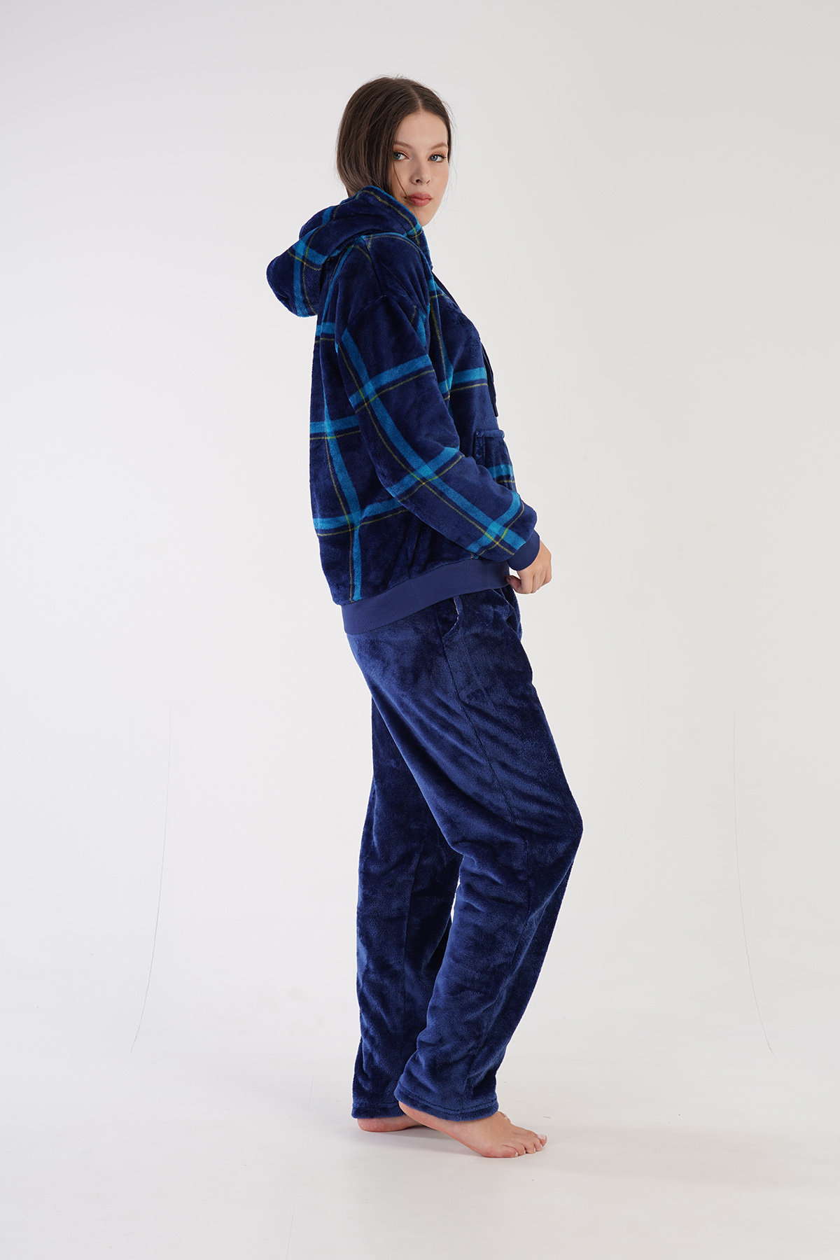 Woman Soft Fleece Indigo Pyjama Set Woman Soft Fleece Indigo Pyjama Set