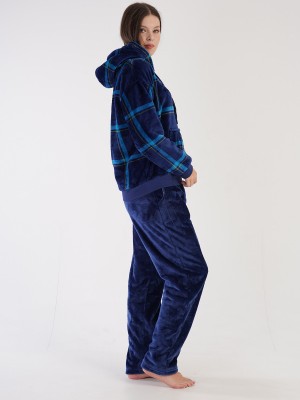 Woman Soft Fleece Indigo Pyjama Set Woman Soft Fleece Indigo Pyjama Set
