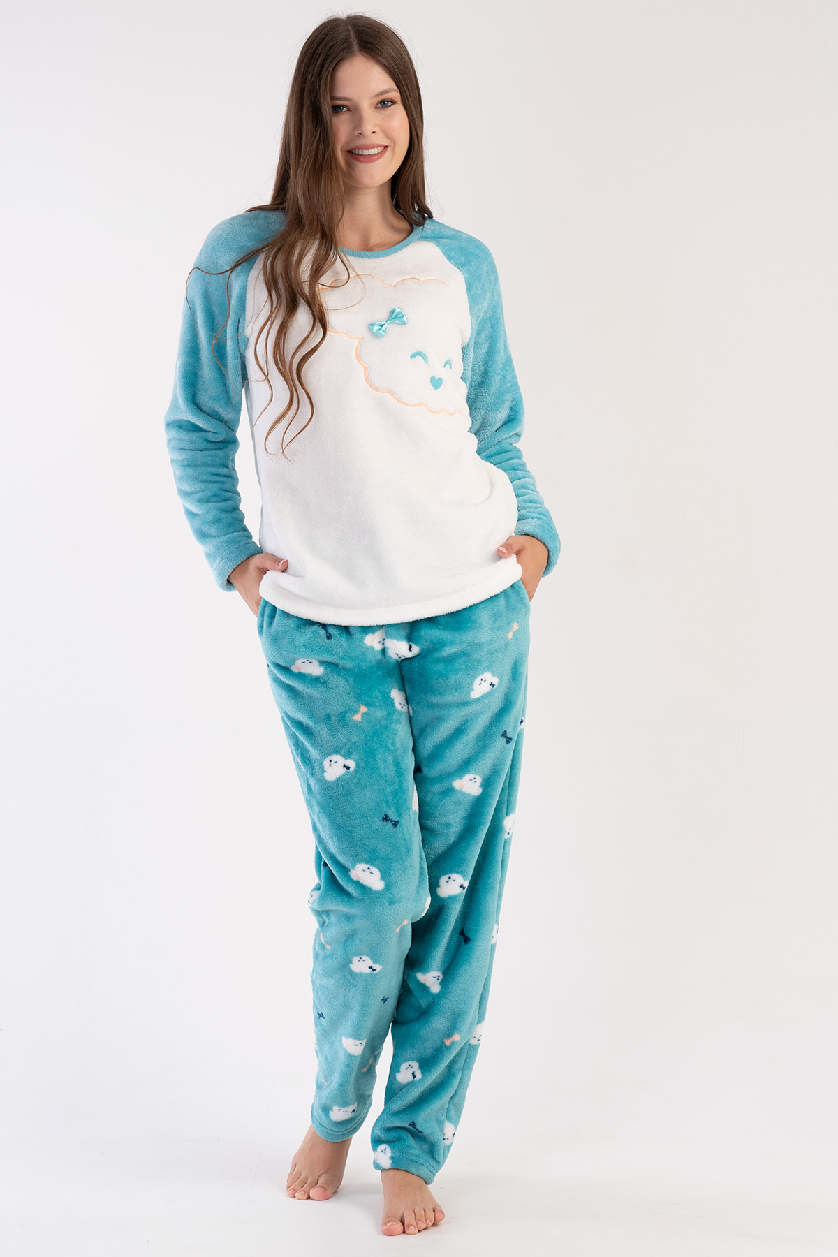 Woman Soft Aqua Pyjama Set Woman Soft Aqua Pyjama Set