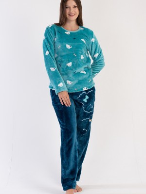 Woman Soft Fleece Aqua Pyjama Set Woman Soft Fleece Aqua Pyjama Set