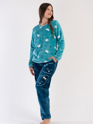 Woman Soft Fleece Aqua Pyjama Set Woman Soft Fleece Aqua Pyjama Set