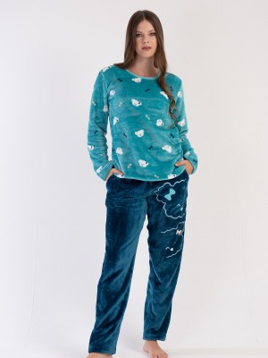 Woman Soft Fleece Aqua Pyjama Set Woman Soft Fleece Aqua Pyjama Set