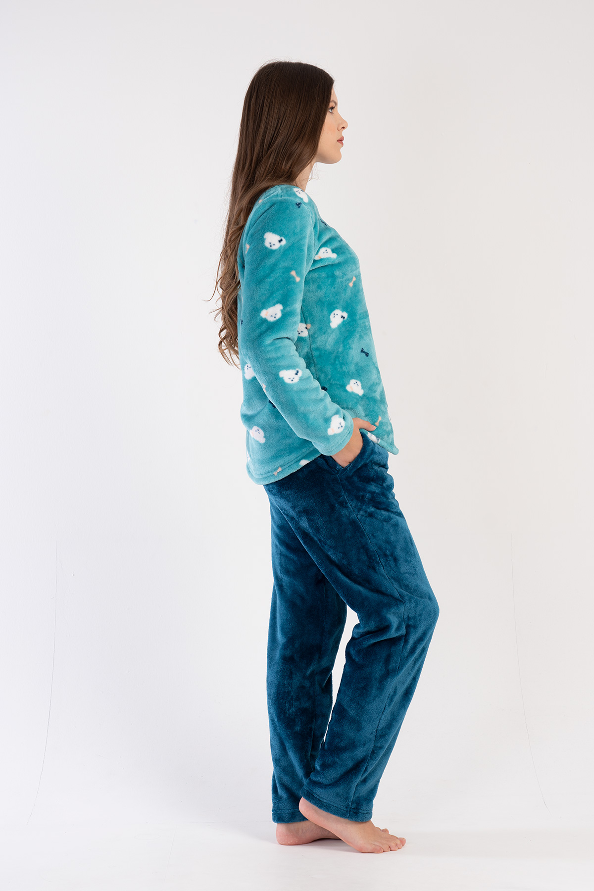 Woman Soft Fleece Aqua Pyjama Set Woman Soft Fleece Aqua Pyjama Set