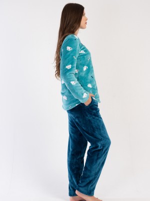Woman Soft Fleece Aqua Pyjama Set Woman Soft Fleece Aqua Pyjama Set