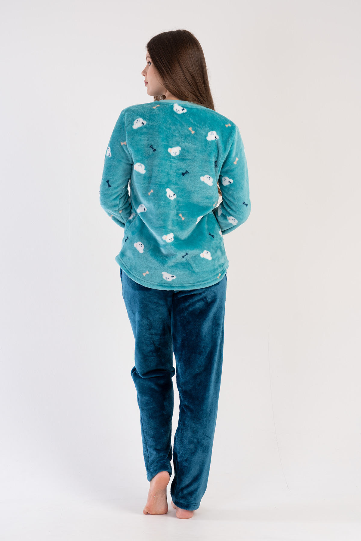 Woman Soft Fleece Aqua Pyjama Set Woman Soft Fleece Aqua Pyjama Set