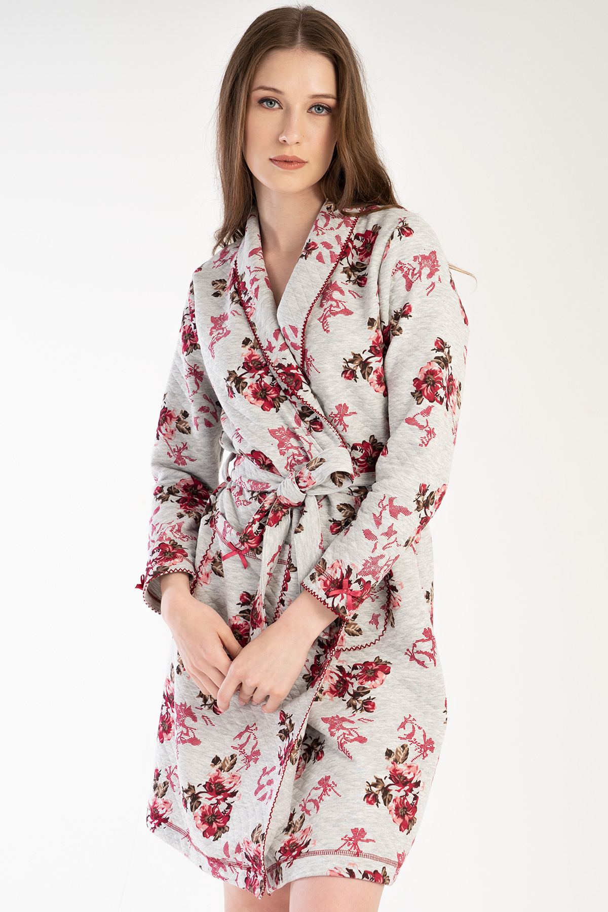Woman Quilting Nelly Dressing Gown Woman Quilting Nelly Dressing Gown