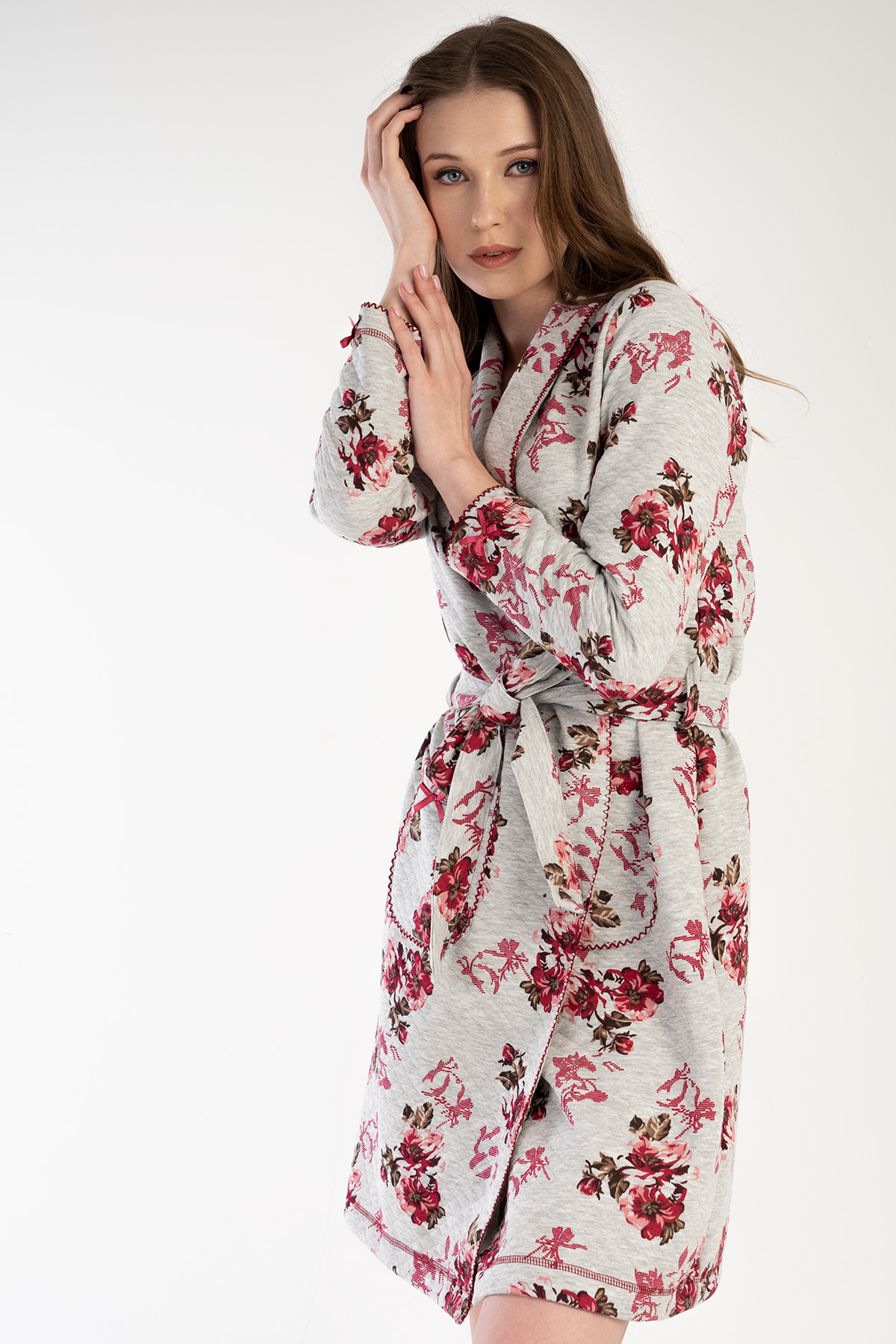 Woman Quilting Nelly Dressing Gown Woman Quilting Nelly Dressing Gown