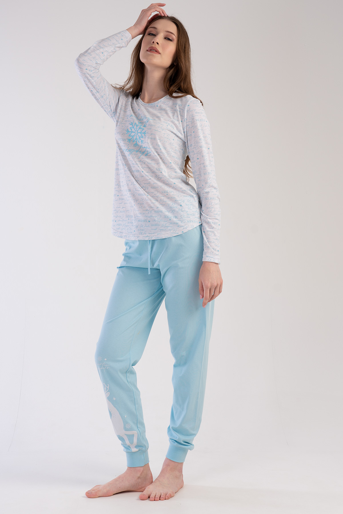 Woman Crystal Blue Pyjama Set Woman Crystal Blue Pyjama Set