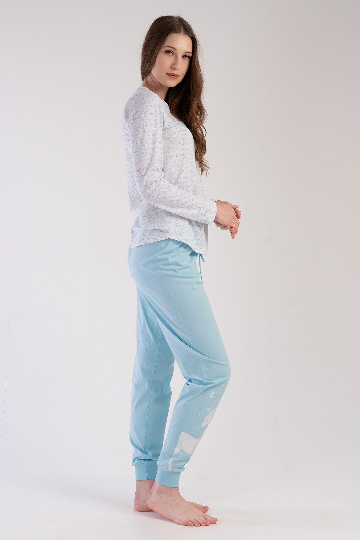 Woman Crystal Blue Pyjama Set Woman Crystal Blue Pyjama Set
