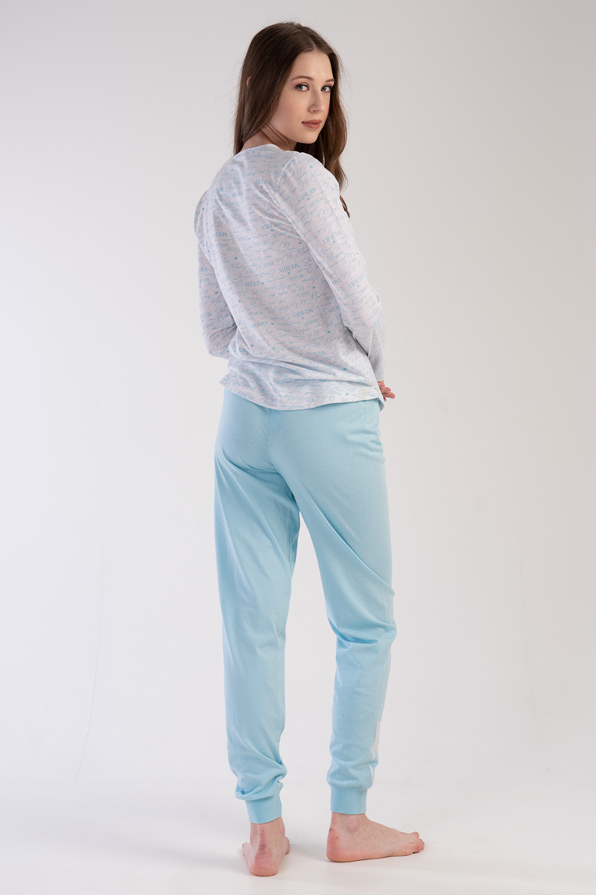 Woman Crystal Blue Pyjama Set Woman Crystal Blue Pyjama Set