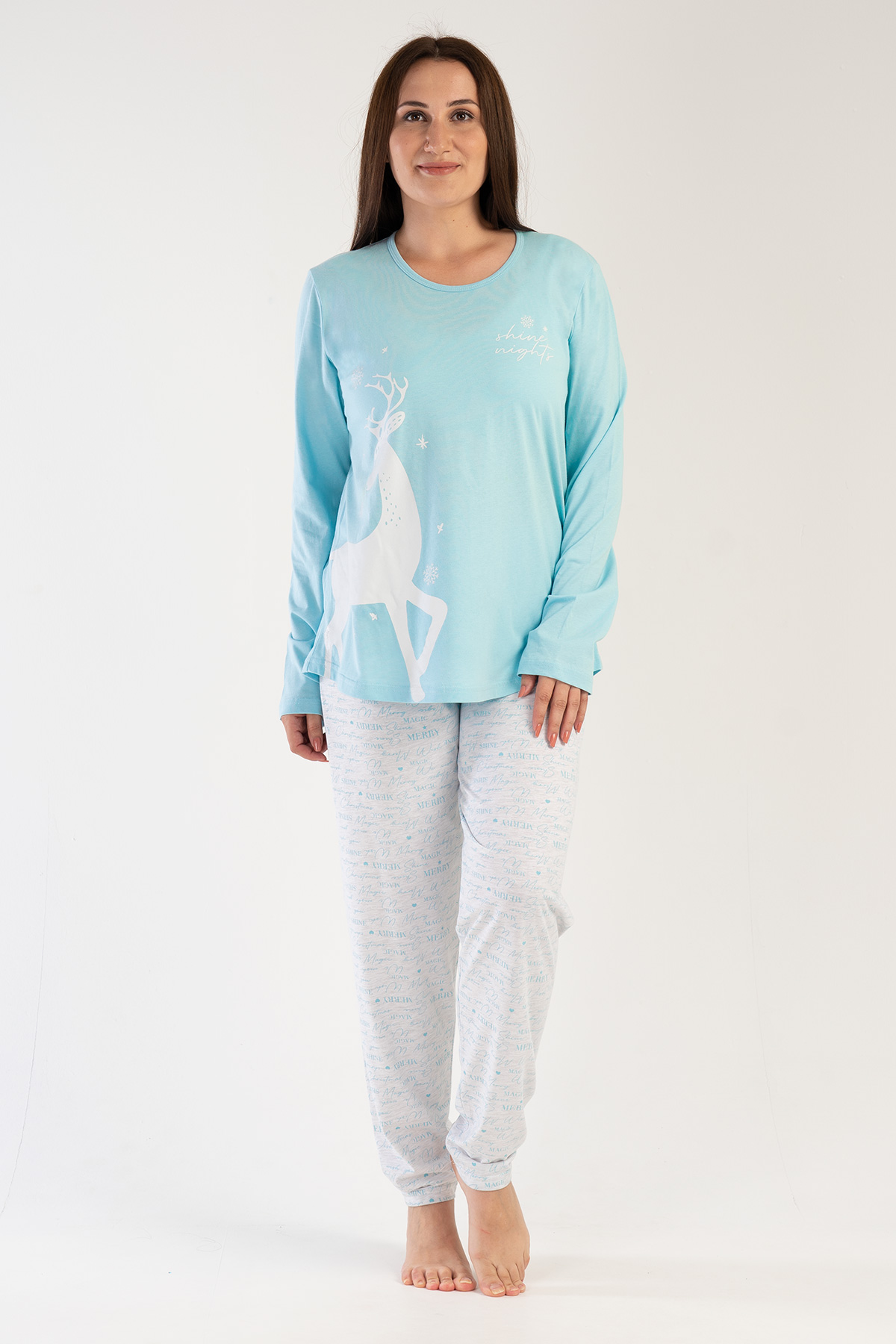 Woman Big Size Crystal Blue Pyjama Set Woman Big Size Crystal Blue Pyjama Set