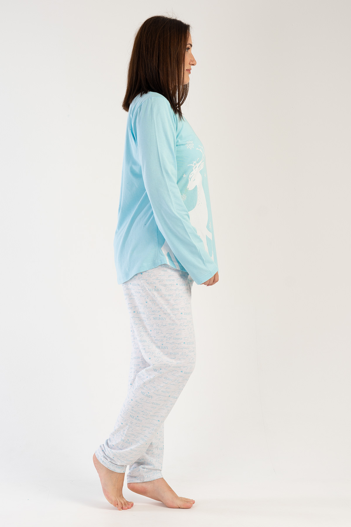 Woman Big Size Crystal Blue Pyjama Set Woman Big Size Crystal Blue Pyjama Set