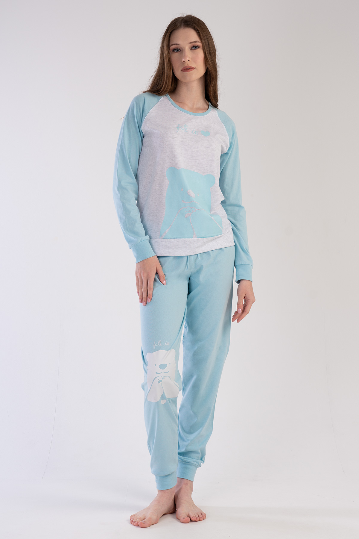 Woman Combed Supreme Crystal Blue Pyjama Set Woman Combed Supreme Crystal Blue Pyjama Set