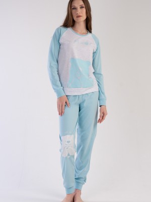 Woman Combed Supreme Crystal Blue Pyjama Set Woman Combed Supreme Crystal Blue Pyjama Set