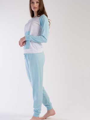 Woman Combed Supreme Crystal Blue Pyjama Set Woman Combed Supreme Crystal Blue Pyjama Set