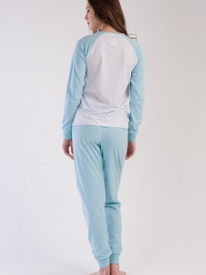 Woman Combed Supreme Crystal Blue Pyjama Set Woman Combed Supreme Crystal Blue Pyjama Set