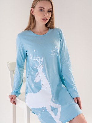 Woman Crystal Blue Christmas Tunic Woman Crystal Blue Christmas Tunic
