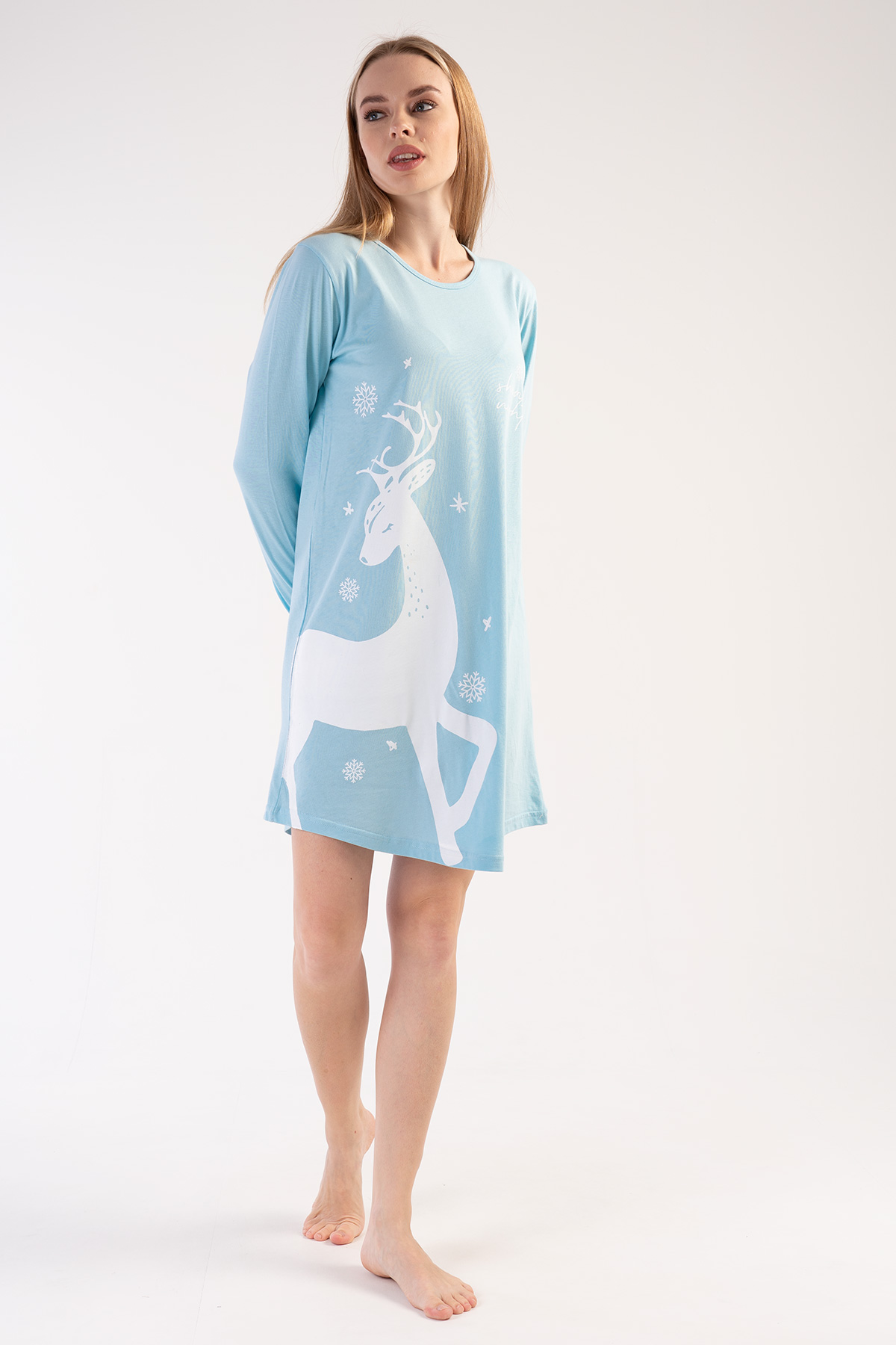 Woman Crystal Blue Christmas Tunic Woman Crystal Blue Christmas Tunic