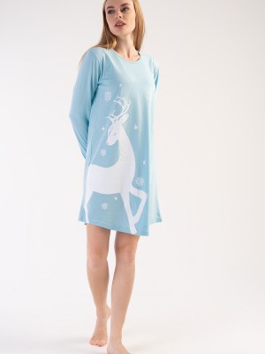 Woman Crystal Blue Christmas Tunic Woman Crystal Blue Christmas Tunic