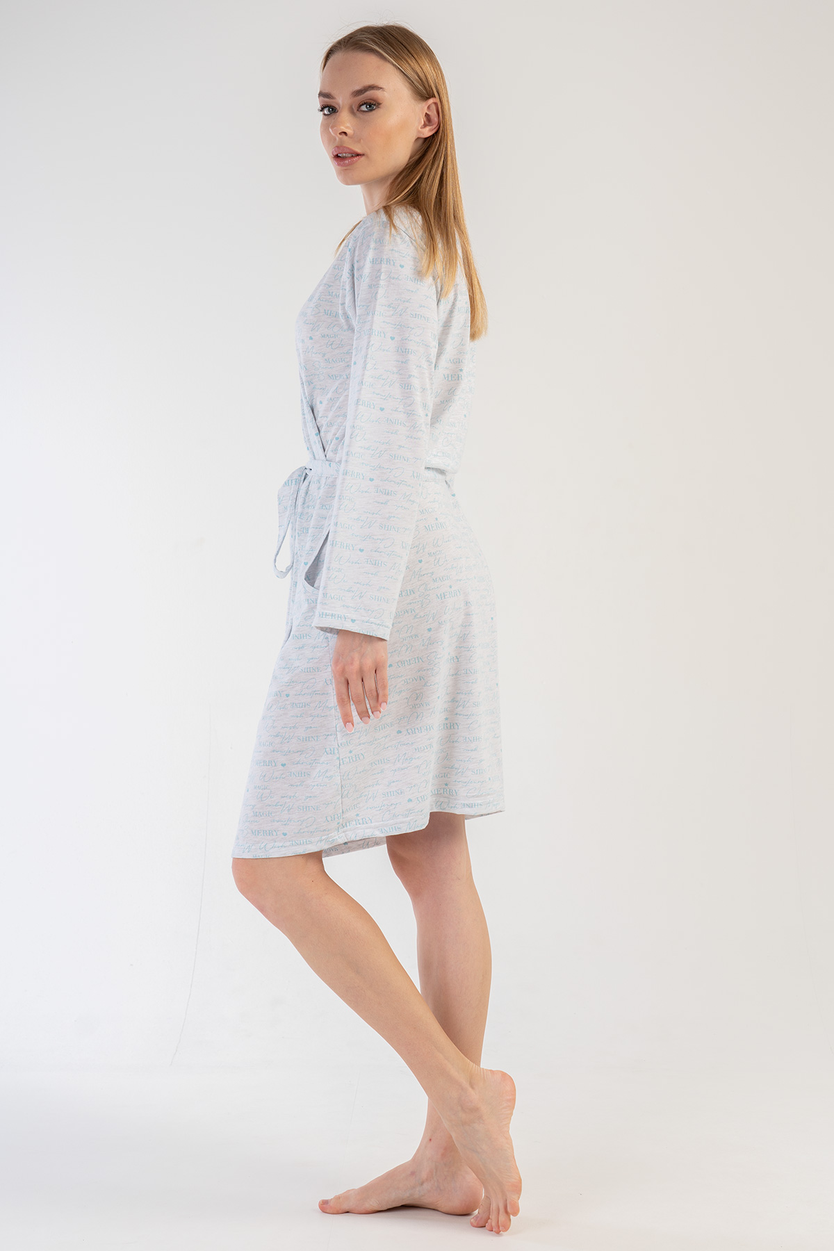 Woman Crystal Blue Dressing Gown Woman Crystal Blue Dressing Gown