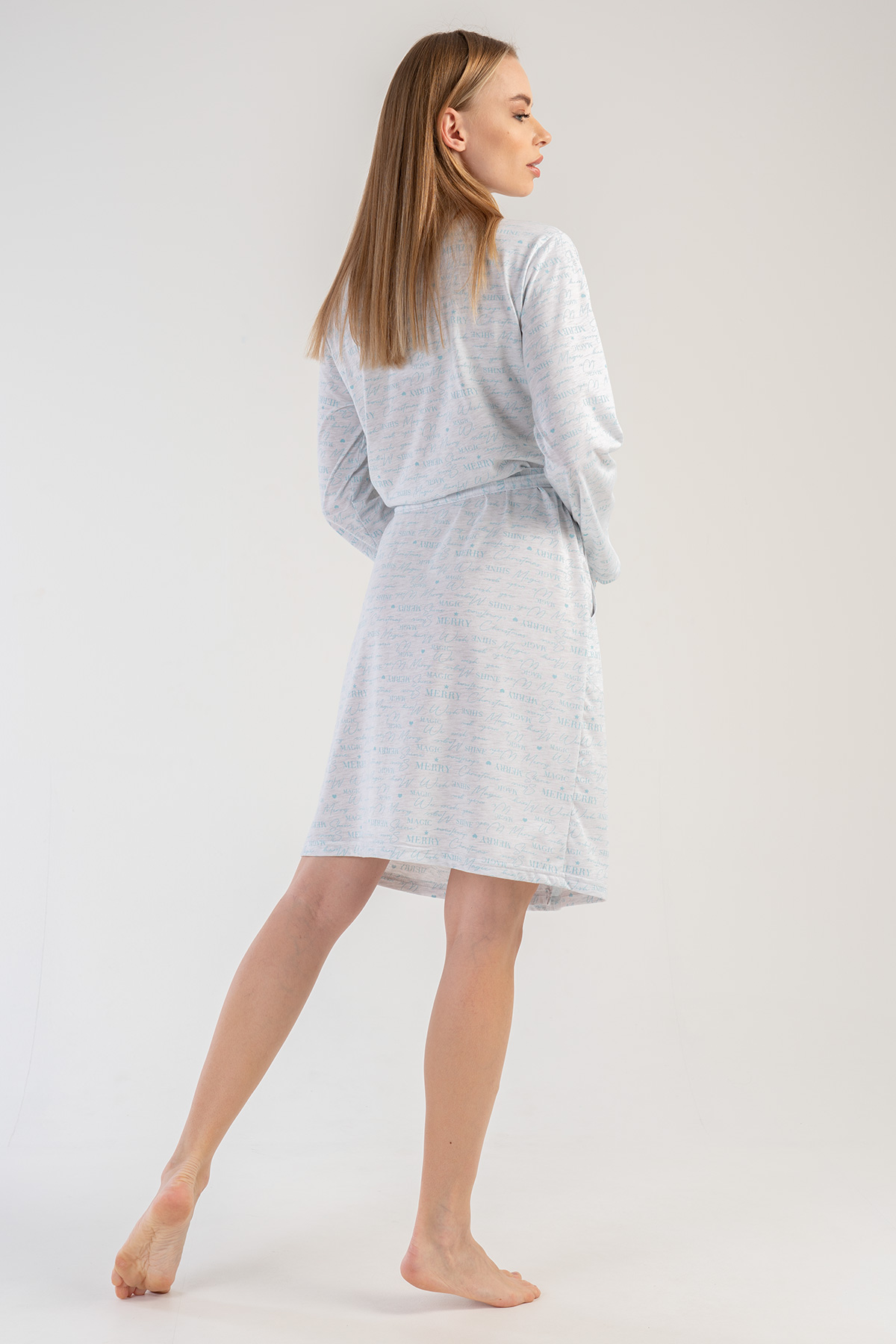 Woman Crystal Blue Dressing Gown Woman Crystal Blue Dressing Gown