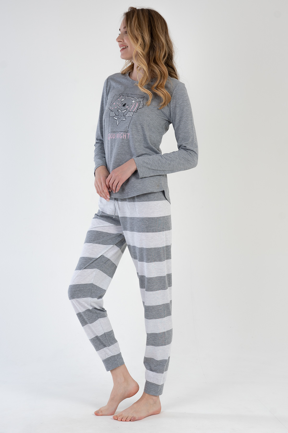 Woman Gray Good Night Pyjama Set Woman Gray Good Night Pyjama Set