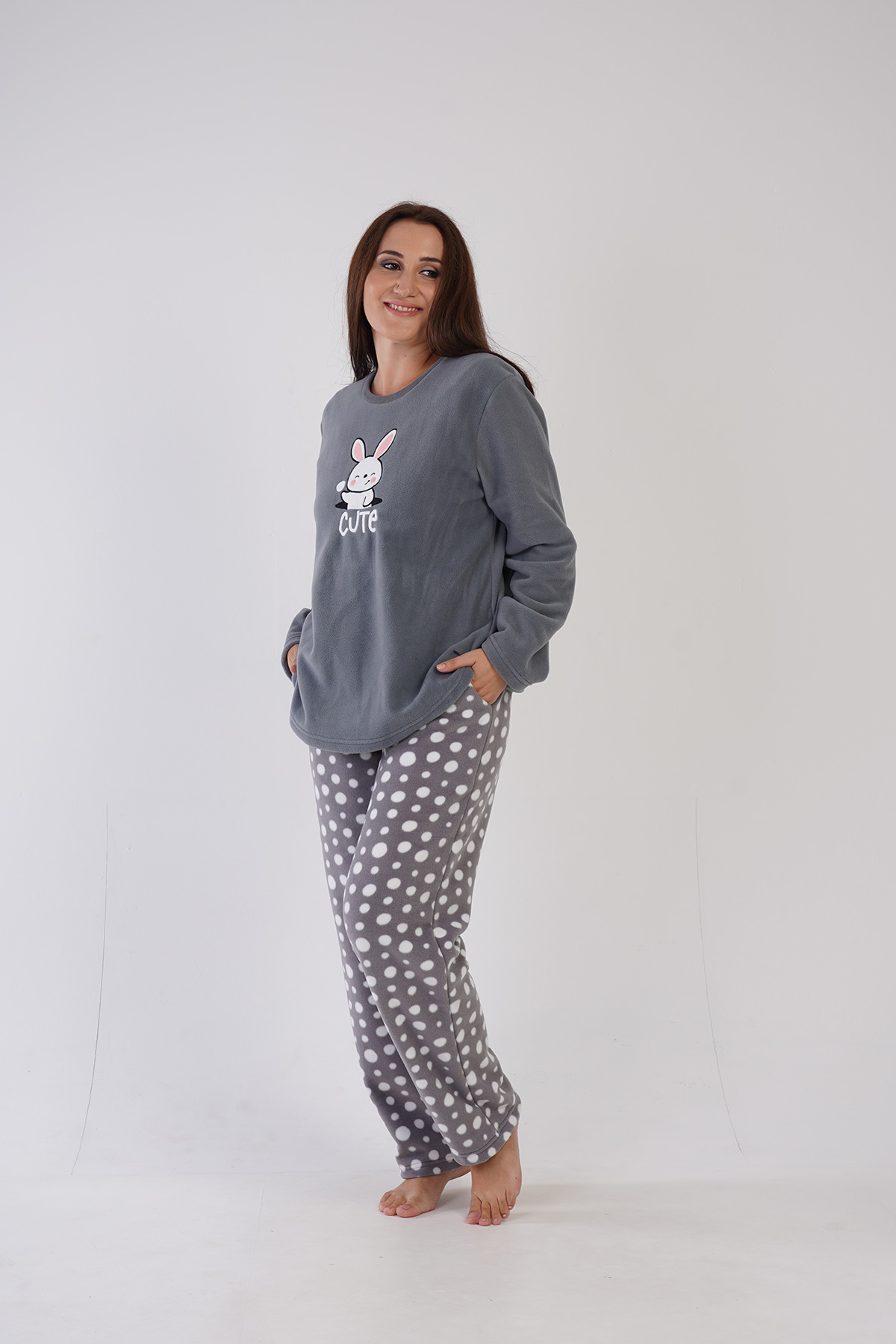 Woman Fleece Big Size Cute Pyjama Set Woman Fleece Big Size Cute Pyjama Set