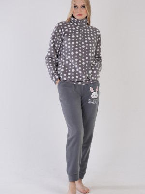 Woman Fleece Gray Sweet Pyjama Set Woman Fleece Gray Sweet Pyjama Set