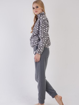 Woman Fleece Gray Sweet Pyjama Set Woman Fleece Gray Sweet Pyjama Set