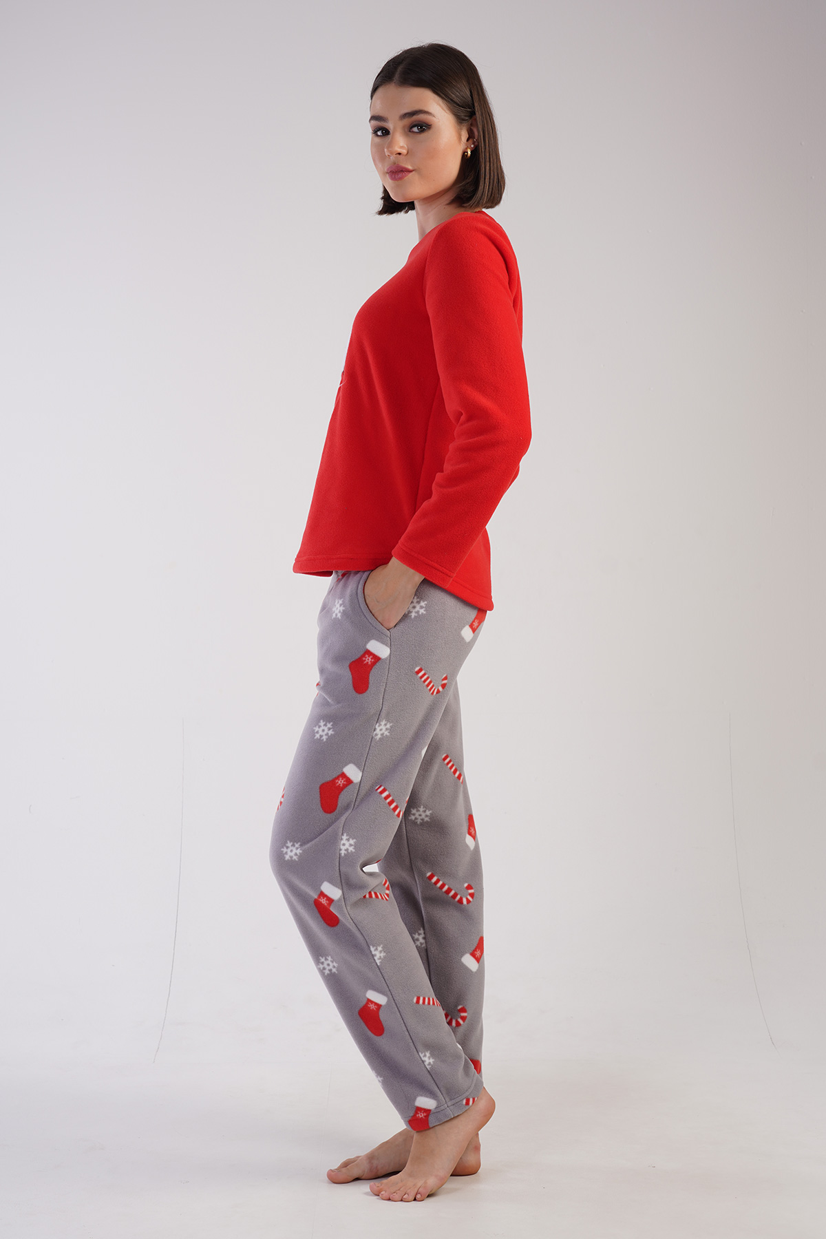Woman Christ Fleece Christmas Pyjama Set Woman Christ Fleece Christmas Pyjama Set