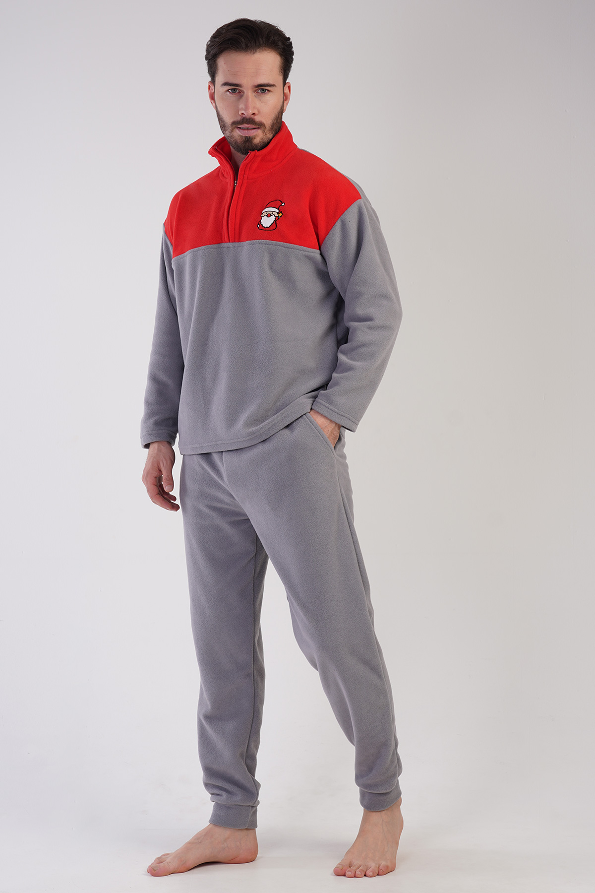 Man Red and Gray Fleece Pyjama Set Man Red and Gray Fleece Pyjama Set