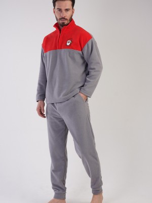 Man Red and Gray Fleece Pyjama Set Man Red and Gray Fleece Pyjama Set