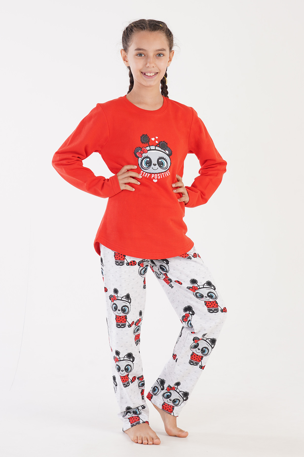 Kids' Girl Cremy Two Yarn Pyjama Set Kids' Girl Cremy Two Yarn Pyjama Set