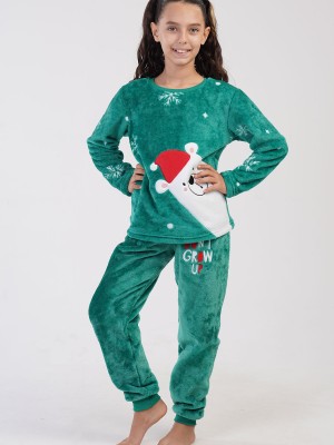 Kids' Girl Soft Fleece Bright Green Pyjama Set Kids' Girl Soft Fleece Bright Green Pyjama Set