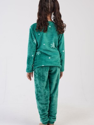 Kids' Girl Soft Fleece Bright Green Pyjama Set Kids' Girl Soft Fleece Bright Green Pyjama Set