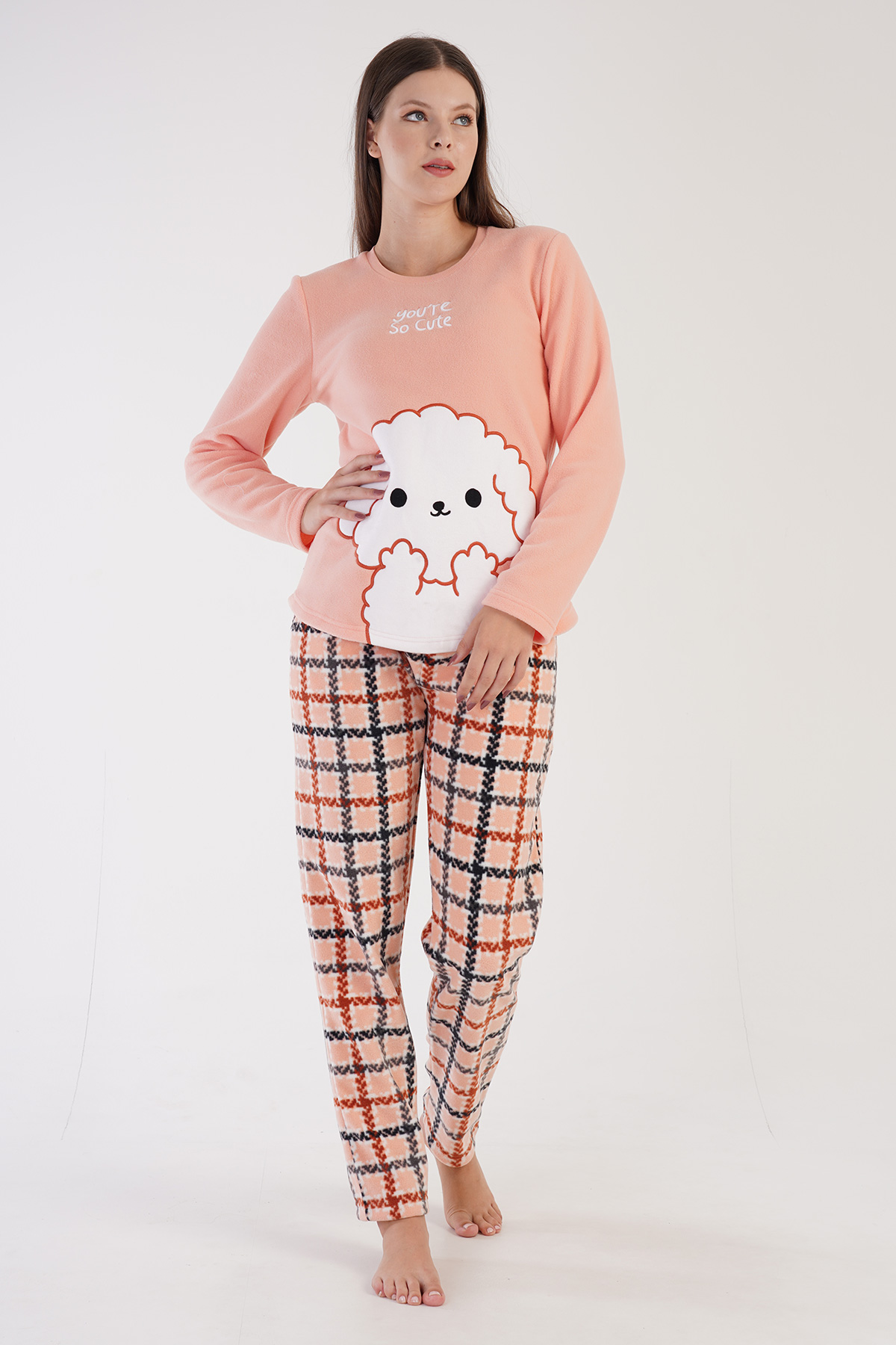 Woman Fleece Cute Pyjama Set Woman Fleece Cute Pyjama Set