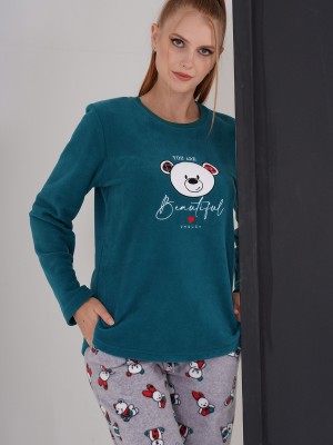 Woman Aila Fleece Long Sleeve Pyjama Set Woman Aila Fleece Long Sleeve Pyjama Set