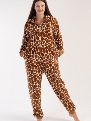 Woman Soft Fleece Leopard Jumpsuit Woman Soft Fleece Leopard Jumpsuit