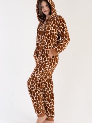 Woman Soft Fleece Leopard Jumpsuit Woman Soft Fleece Leopard Jumpsuit