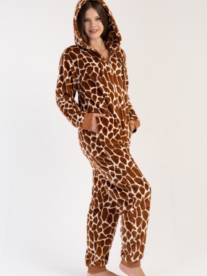 Woman Soft Fleece Leopard Jumpsuit Woman Soft Fleece Leopard Jumpsuit