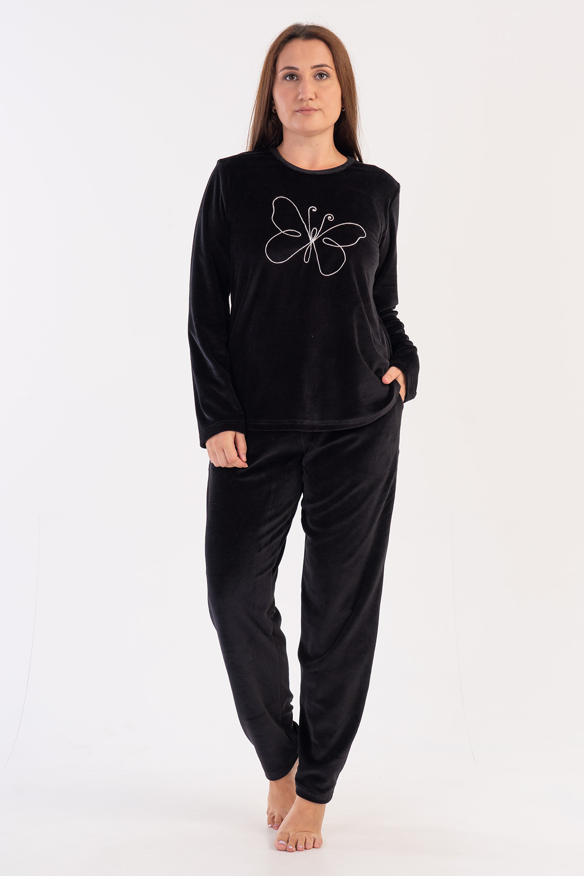 Woman Big Size Black Velvet Pyjama Set Woman Big Size Black Velvet Pyjama Set