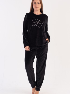 Woman Big Size Black Velvet Pyjama Set Woman Big Size Black Velvet Pyjama Set