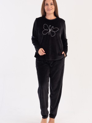 Woman Big Size Black Velvet Pyjama Set Woman Big Size Black Velvet Pyjama Set