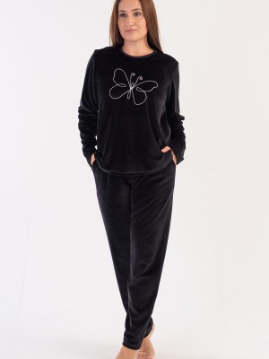 Woman Big Size Black Velvet Pyjama Set Woman Big Size Black Velvet Pyjama Set