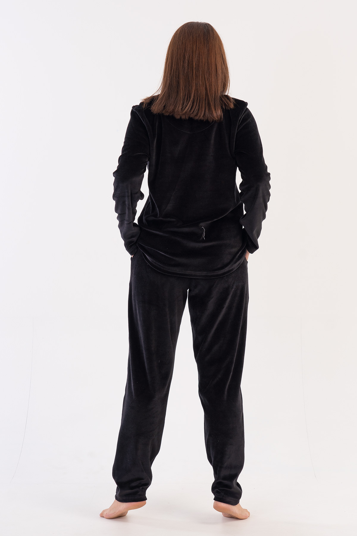 Woman Big Size Black Velvet Pyjama Set Woman Big Size Black Velvet Pyjama Set