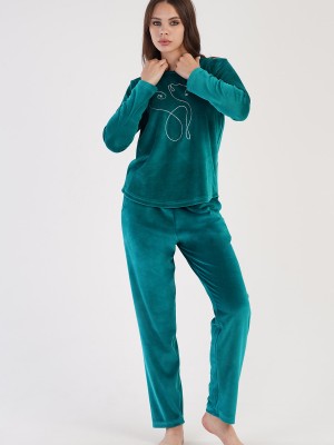 Woman Silver Pine Velvet Pyjama Set Woman Silver Pine Velvet Pyjama Set