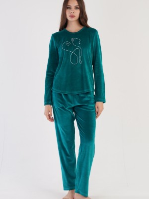 Woman Silver Pine Velvet Pyjama Set Woman Silver Pine Velvet Pyjama Set