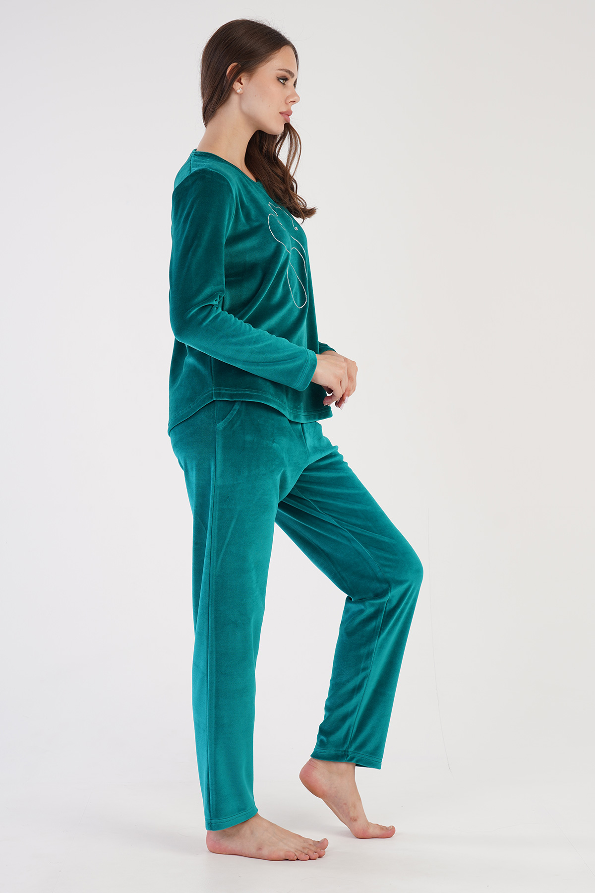 Woman Silver Pine Velvet Pyjama Set Woman Silver Pine Velvet Pyjama Set