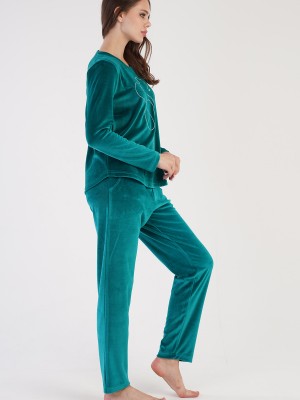 Woman Silver Pine Velvet Pyjama Set Woman Silver Pine Velvet Pyjama Set